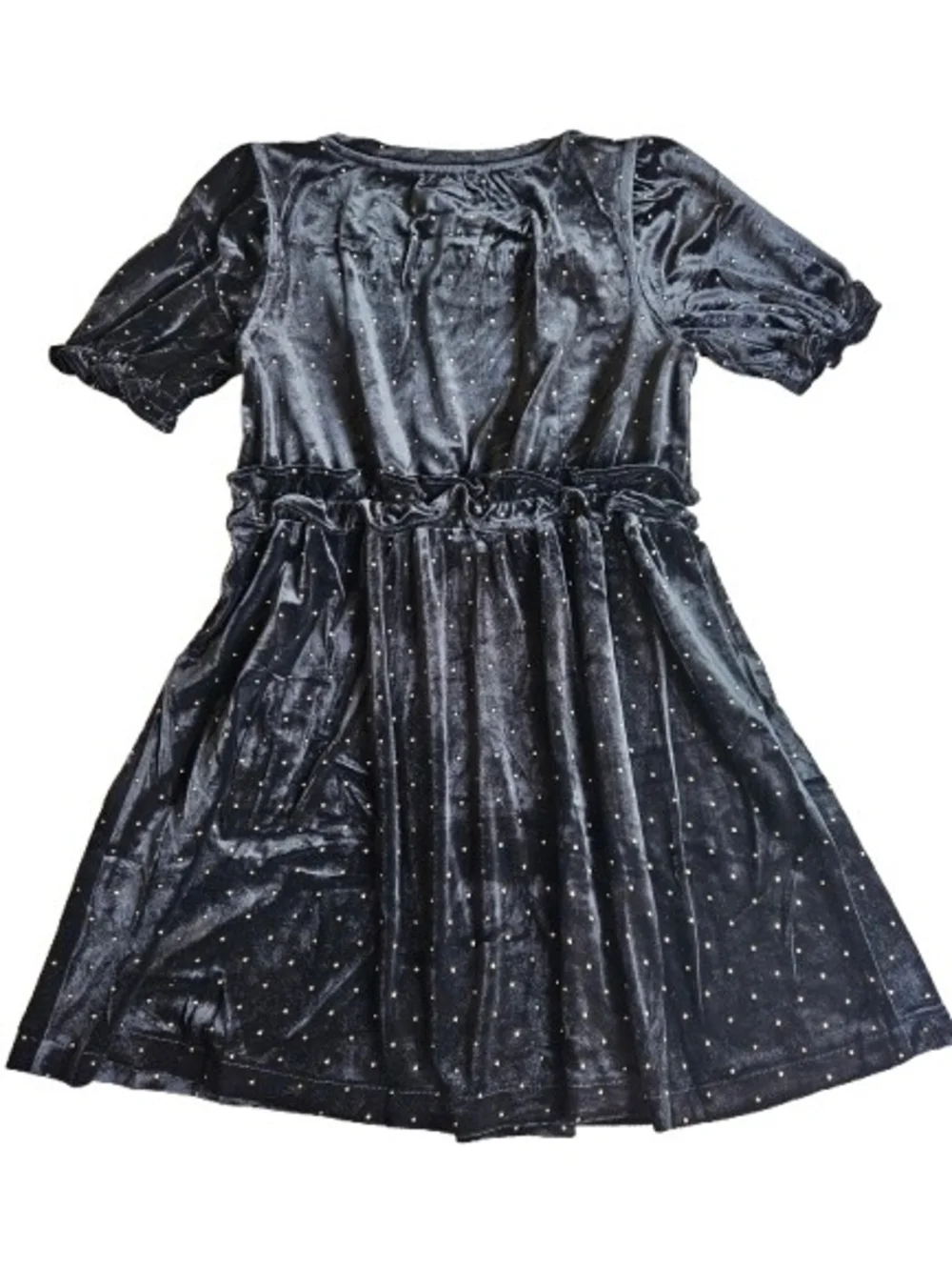 Crewcuts Girls Velvet Tiered Dress With Gold Studs, 8, Black/ Gold